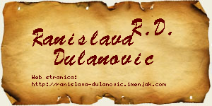 Ranislava Dulanović vizit kartica